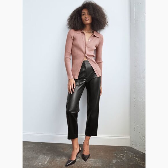 Aritzia Babaton Command Cropped Pant | Black Vegan Leather | Size 12/L - Picture 5 of 15